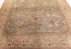 Antique Animal Turkish Hereke Beige Brown Pink Purple Red Yellow Wool Rug - 2456713