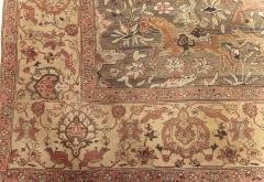 Antique Animal Turkish Hereke Beige Brown Pink Purple Red Yellow Wool Rug - 2456714