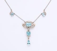 Antique Aquamarine and Diamond Necklace - 1808347