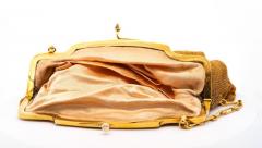 Antique Art Deco 18K Gold Mesh Evening Bag With Emerald and Diamond Frame - 3512974