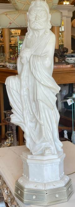 Antique Art Deco Alabaster Chinese Sculptures Now Designer Table Lamps a Pair - 2576006