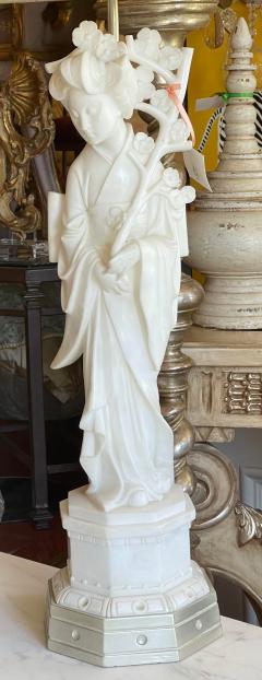 Antique Art Deco Alabaster Chinese Sculptures Now Designer Table Lamps a Pair - 2576012
