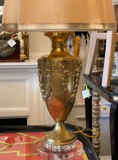 Antique Art Deco Brass Urn Form Lamp W Egyptian Motif - 2133673