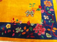 Antique Art Deco Carpet Manchester Wool Sun and Flower - 3967866
