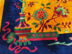 Antique Art Deco Carpet Manchester Wool Sun and Flower - 3967880