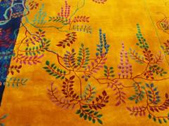 Antique Art Deco Carpet Manchester Wool Sun and Flower - 3967882