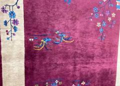 Antique Art Deco Chinese Carpet C 1920s Tree of Knowledge - 3969773