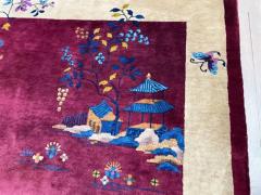 Antique Art Deco Chinese Carpet C 1920s Tree of Knowledge - 3969824