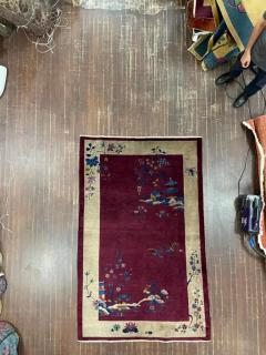 Antique Art Deco Chinese Carpet C 1920s Tree of Knowledge - 3969834