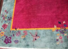 Antique Art Deco Chinese Carpet The Watch Bird 88 x 114  - 3967713