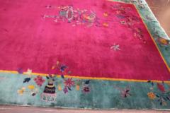 Antique Art Deco Chinese Carpet The Watch Bird 88 x 114  - 3967745