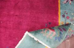 Antique Art Deco Chinese Carpet The Watch Bird 88 x 114  - 3967768