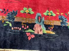 Antique Art Deco Chinese Carpet c 1920s Chinese Village - 3969782