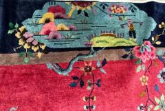 Antique Art Deco Chinese Carpet c 1920s Chinese Village - 3969837