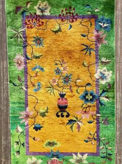 Antique Art Deco Chinese Oriental Rug 211 x 410 c 1920s The Lost Fish - 3969729