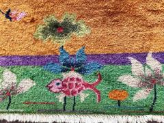 Antique Art Deco Chinese Oriental Rug 211 x 410 c 1920s The Lost Fish - 3969777