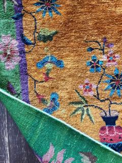 Antique Art Deco Chinese Oriental Rug 211 x 410 c 1920s The Lost Fish - 3969810