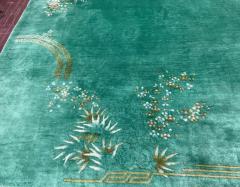 Antique Art Deco Chinese Oriental Rug Green - 3969798
