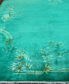 Antique Art Deco Chinese Oriental Rug Green - 3969801