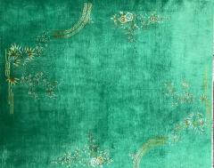 Antique Art Deco Chinese Oriental Rug Green - 3969843