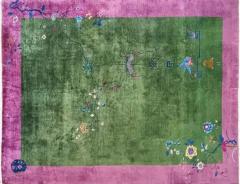 Antique Art Deco Chinese Oriental Rug Wonderful Green - 3969988