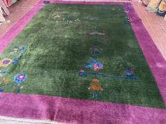 Antique Art Deco Chinese Oriental Rug Wonderful Green - 3969990