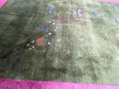 Antique Art Deco Chinese Oriental Rug Wonderful Green - 3969994