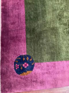 Antique Art Deco Chinese Oriental Rug Wonderful Green - 3970070