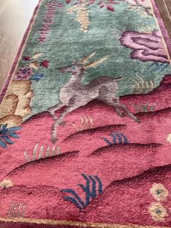Antique Art Deco Chinese Rug 2 x 4 c 1920 A Happy Dear  - 3971820