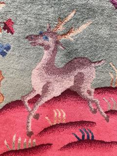 Antique Art Deco Chinese Rug 2 x 4 c 1920 A Happy Dear  - 3971823
