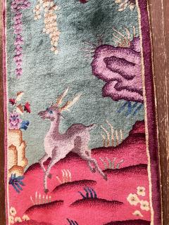 Antique Art Deco Chinese Rug 2 x 4 c 1920 A Happy Dear  - 3971826