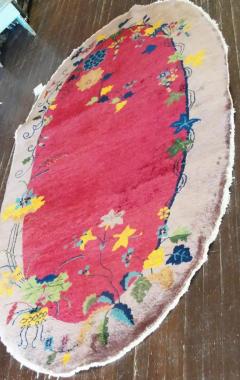 Antique Art Deco Chinese Rug Oval - 3967588