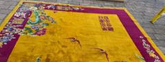 Antique Art Deco Chinese Rug Signed c 1920 Gold color - 3967537