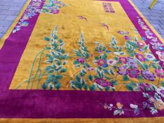 Antique Art Deco Chinese Rug Signed c 1920 Gold color - 3967544