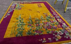 Antique Art Deco Chinese Rug Signed c 1920 Gold color - 3967575