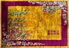 Antique Art Deco Chinese Rug Signed c 1920 Gold color - 3967583