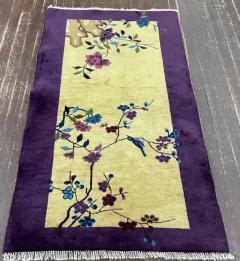 Antique Art Deco Chinese Rug c 1920 Curious Bird - 3969769