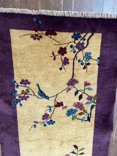 Antique Art Deco Chinese Rug c 1920 Curious Bird - 3969774