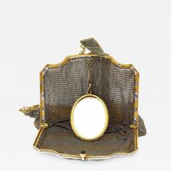 Antique Art Deco Evening Bag In 14k Gold Platinum Diamonds and Sapphires - 3574992