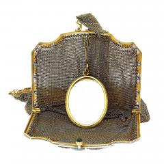 Antique Art Deco Evening Bag In 14k Gold Platinum Diamonds and Sapphires - 3574993