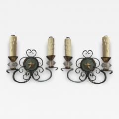 Antique Art Deco French Bronze Wall Light Sconces a Pair - 4708147