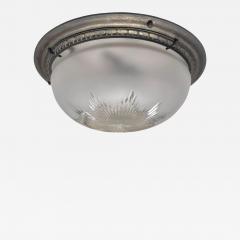 Antique Art Deco Star Cut Crystal Flush Mount Ceiling Light Fixture - 4589539