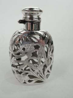 Antique Art Nouveau Silver Overlay Lady s Medicinal Flask - 3750648