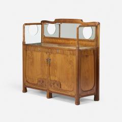 Antique Art Nouveau Style Oak Mahogany Sideboard with Mirrored Backdrop - 4820364