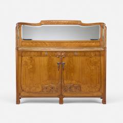 Antique Art Nouveau Style Oak Mahogany Sideboard with Mirrored Backdrop - 4820365