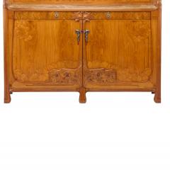 Antique Art Nouveau Style Oak Mahogany Sideboard with Mirrored Backdrop - 4820367