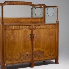 Antique Art Nouveau Style Oak Mahogany Sideboard with Mirrored Backdrop - 4820368