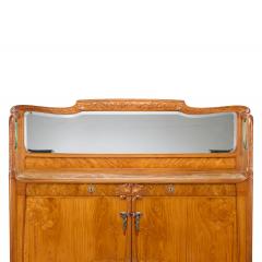 Antique Art Nouveau Style Oak Mahogany Sideboard with Mirrored Backdrop - 4820369