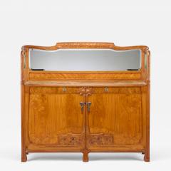 Antique Art Nouveau Style Oak Mahogany Sideboard with Mirrored Backdrop - 4820464