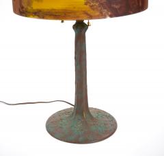 Antique Arts Crafts Phoenix Reverse Painted Table Lamp Landscape Scene - 4316030